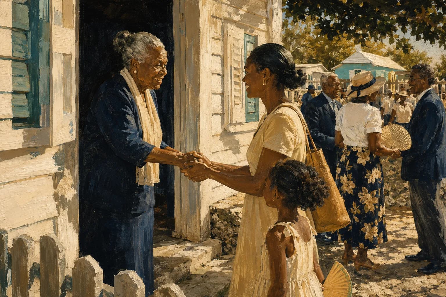 Painterly illustration of a Bahamas travel scene with coastal light and local cultural texture, courtesy of LuxTuris Editorial